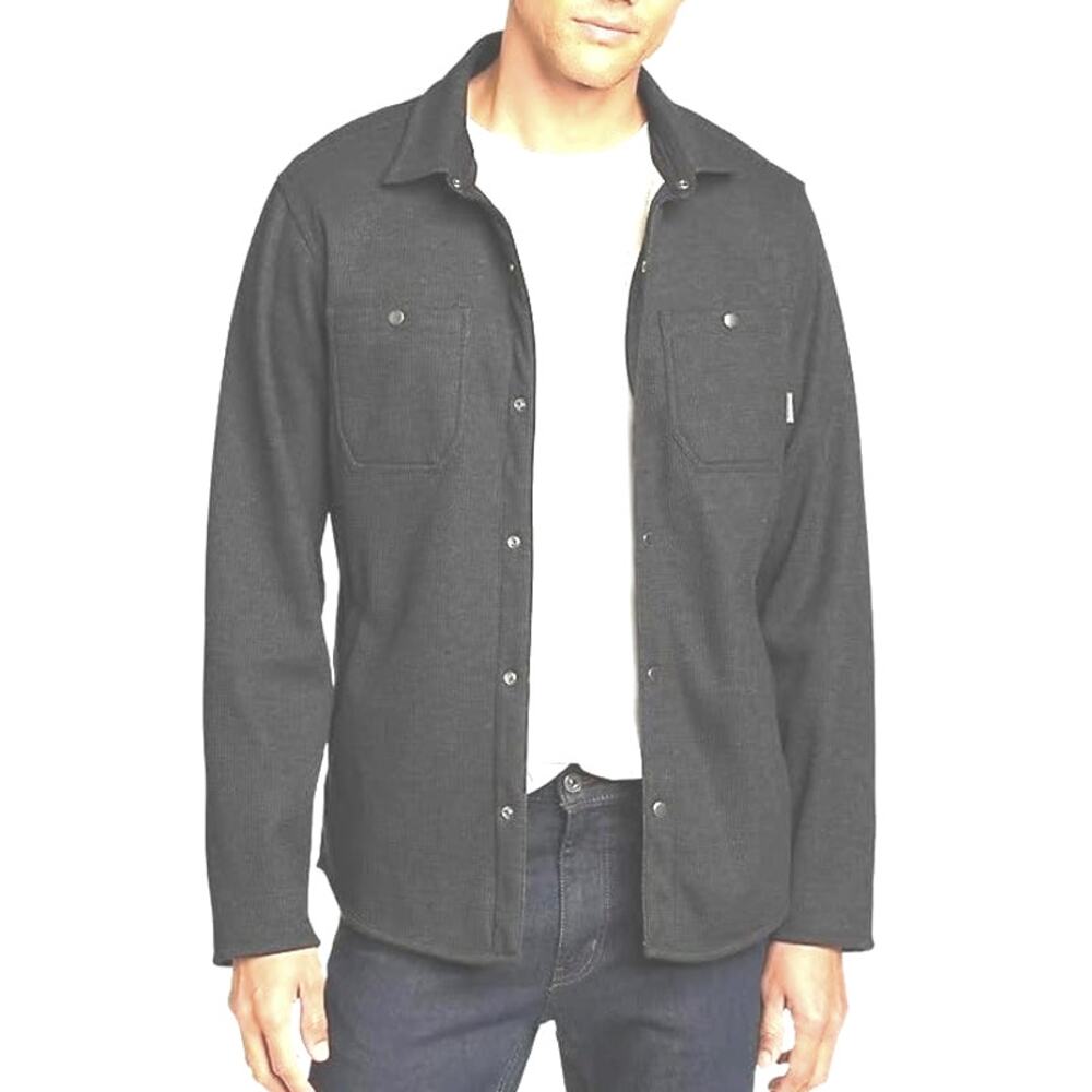 Eddie Bauer Men's Medium Gray Faux Shearling-Lined Thermal Shirt Jacket V3-17